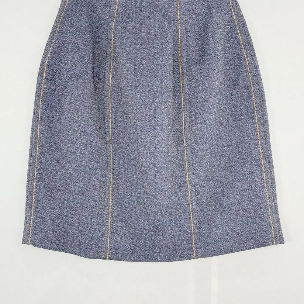 Marni Made in Italy Blue A-Line Skirt Size 36, USA 0 Contrast Stitch Zip Back
